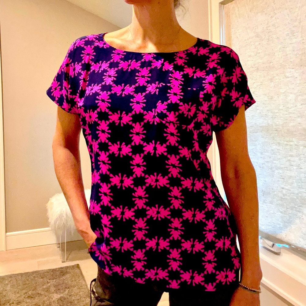 Lily Pulitzer Silk Frog Blouse